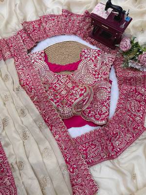 silk blend embroidered work saree with blouse 5