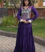 Designer rayon gown with mirror work blouse, gota patti & codi lace 4 layered 12 meter flair ethnic wear set