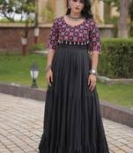 Designer kora cotton embroidered gown with real mirror work  free size