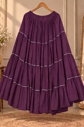 Deep plum rayon 12 meter flair Lehenga - full stitched free size