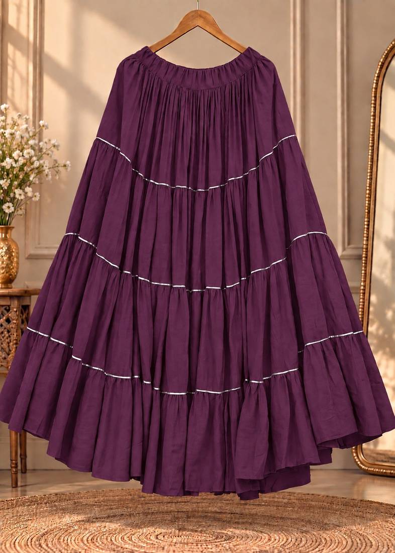 Deep plum rayon 12 meter flair Lehenga - full stitched free size
