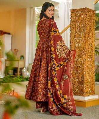 Multicolor floral printed anarkali suit for women 2