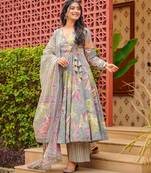 Multicolor floral printed anarkali suit for women