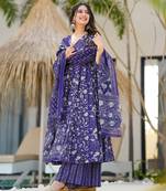Multicolor floral printed anarkali suit for women