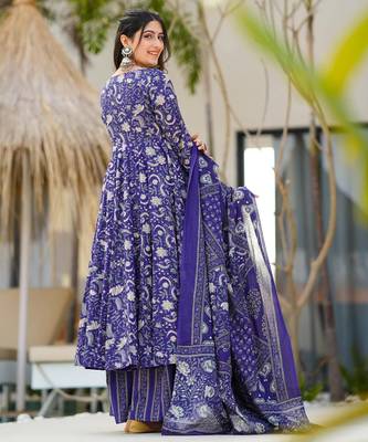 Multicolor floral printed anarkali suit for women 3