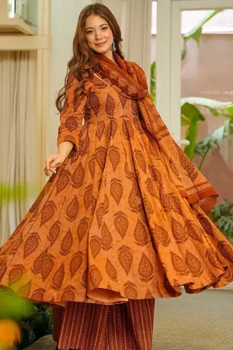Multicolor floral printed anarkali suit for women