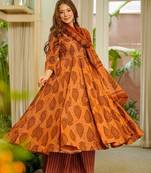Multicolor floral printed anarkali suit for women