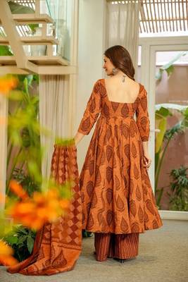 Multicolor floral printed anarkali suit for women 2