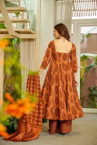 Multicolor floral printed anarkali suit for women