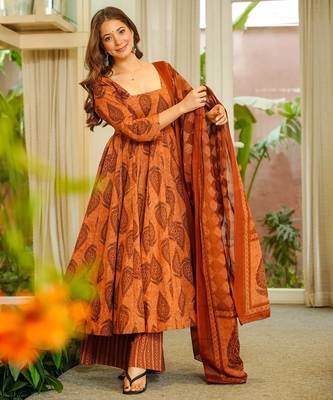 Multicolor floral printed anarkali suit for women 3