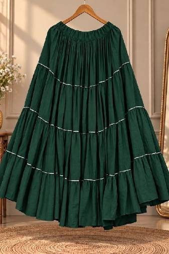 Green rayon 12 meter flair Lehenga - full stitched free size