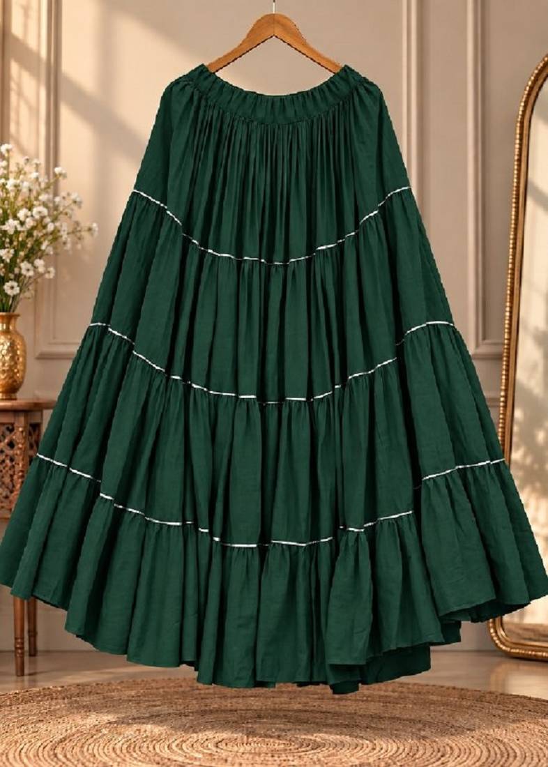 Green rayon 12 meter flair Lehenga - full stitched free size