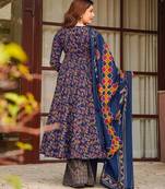 Multicolor floral printed anarkali suit for women