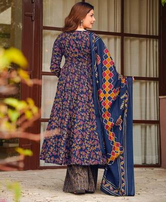 Multicolor floral printed anarkali suit for women 2