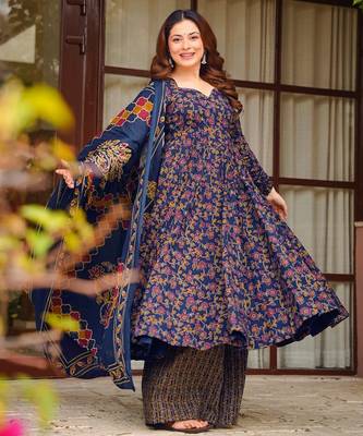 Multicolor floral printed anarkali suit for women 3