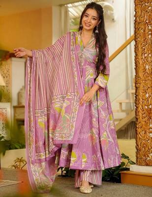 Multicolor floral printed anarkali suit for women 1