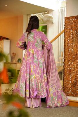Multicolor floral printed anarkali suit for women 2