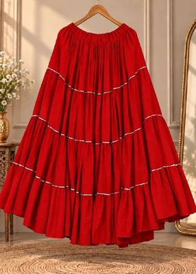 Red rayon 12 meter flair Lehenga - full stitched free size 1