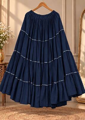 Navy blue rayon 12 meter flair Lehenga - full stitched free size 1