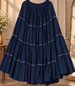 Navy blue rayon 12 meter flair Lehenga - full stitched free size