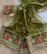 silk blend embroidered saree with blouse