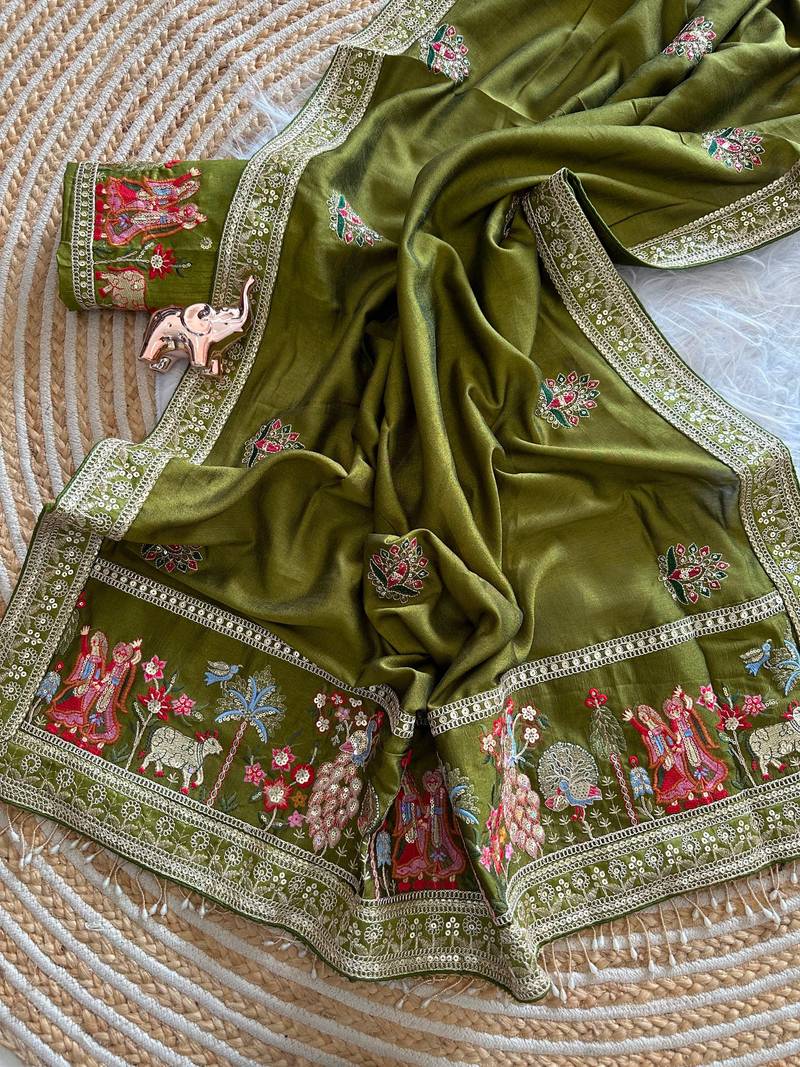 silk blend embroidered saree with blouse