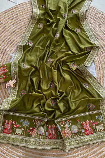 silk blend embroidered saree with blouse