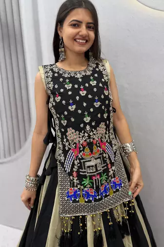 Black Thread Navratri Lehenga Choli 