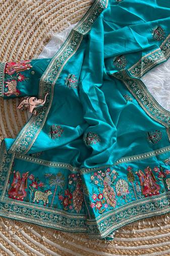 silk blend embroidered saree with blouse