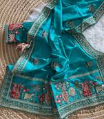 silk blend embroidered saree with blouse