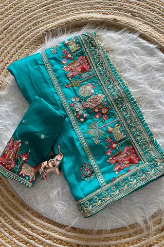 silk blend embroidered saree with blouse
