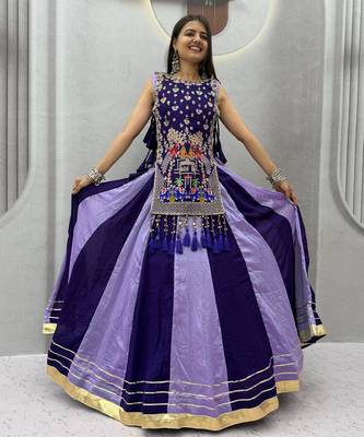 Purple Thread Navratri Lehenga Choli  1