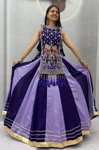 Purple Thread Navratri Lehenga Choli 