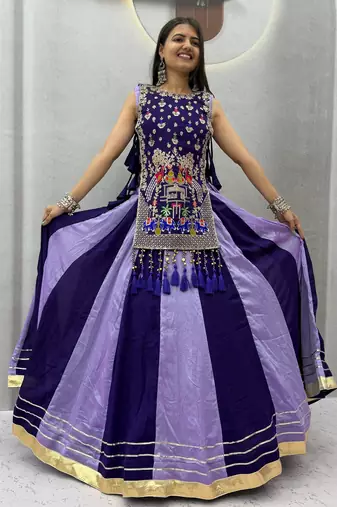 Purple Thread Navratri Lehenga Choli 