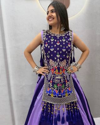 Purple Thread Navratri Lehenga Choli  3