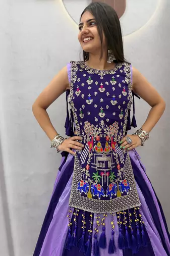Purple Thread Navratri Lehenga Choli 