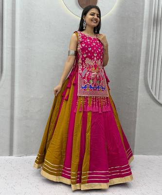 Pink Thread Navratri Lehenga Choli 1