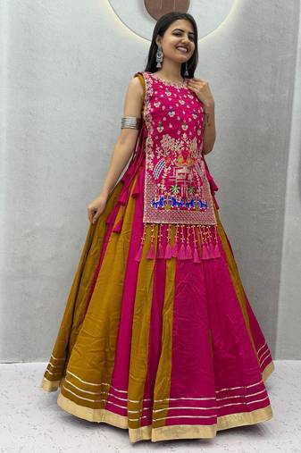 Pink Thread Navratri Lehenga Choli