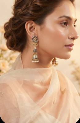 Gold trendy silver plated earrings for women 1