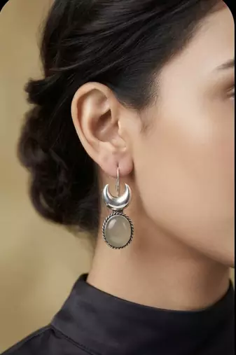Silver trendy silver plated earrings for women