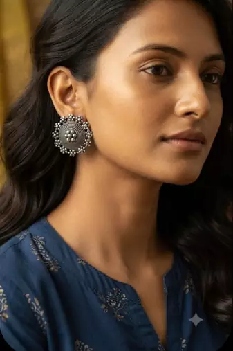 Silver trendy silver plated earrings for women