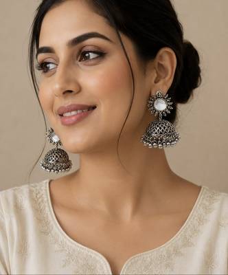 Silver trendy silver plated earrings for women 1