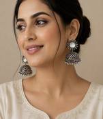 Silver trendy silver plated earrings for women