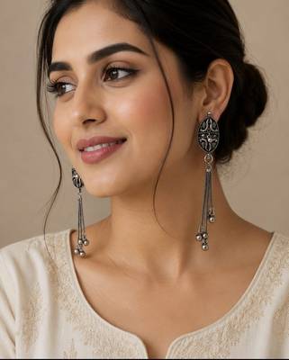 Silver trendy silver plated earrings for women 1