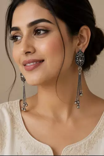Silver trendy silver plated earrings for women