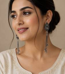 Silver trendy silver plated earrings for women