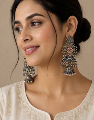Silver trendy silver plated earrings for women 1