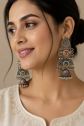 Silver trendy silver plated earrings for women