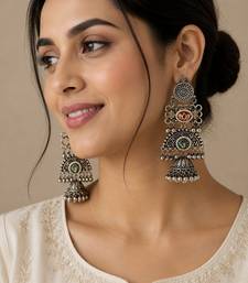 Silver trendy silver plated earrings for women
