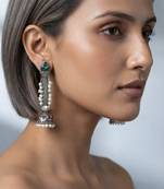 White trendy silver plated earrings for women